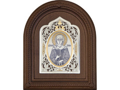 Серебряная икона «Блаженная Ксения Петербуржская» в округлом окладе